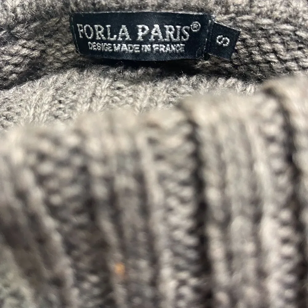 Forla Paris Cable Knit Turtleneck Sweater Dress